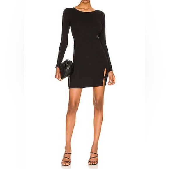 LNA Clothing Stanley Mini Dress Size Small Black Ribbbed Knit Bodycon Revolve - Picture 1 of 14